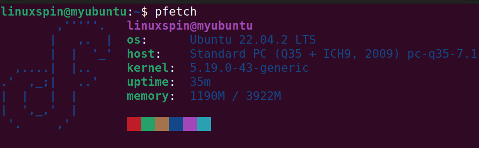 customized pfetch with custom colors ascii and separator