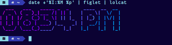 displaying date with ascii art in colorful style