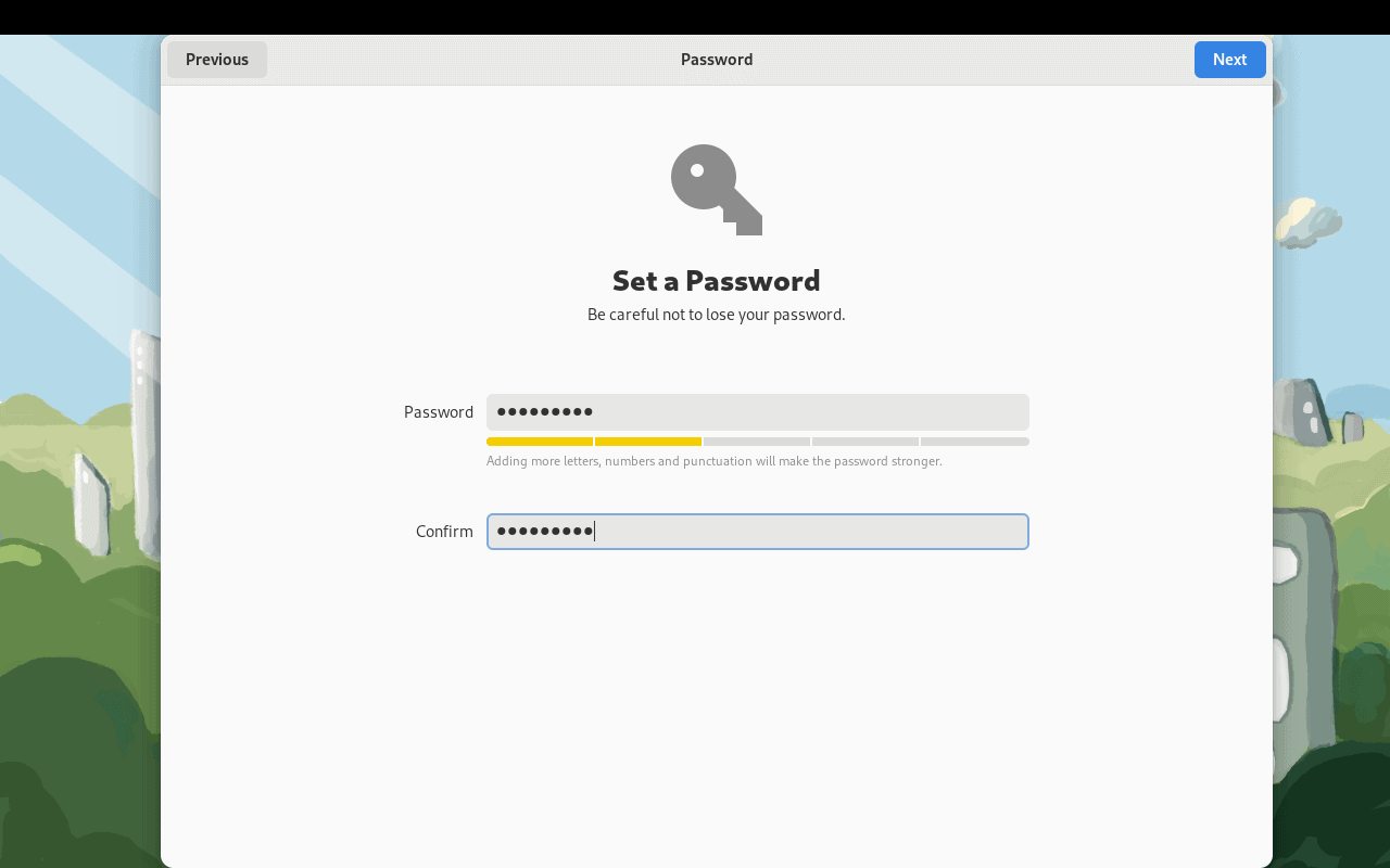fedora 37 create  password