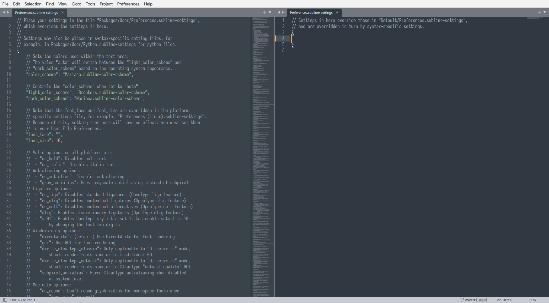 sublime text editor settings